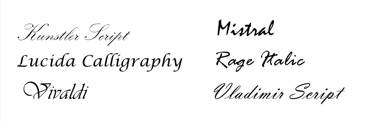 Various script fonts